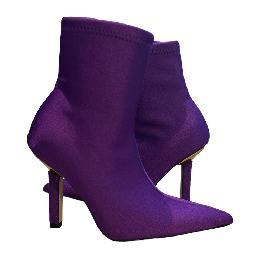 Good American Neoprene Ankle Boots Size 4 Purple NWOB